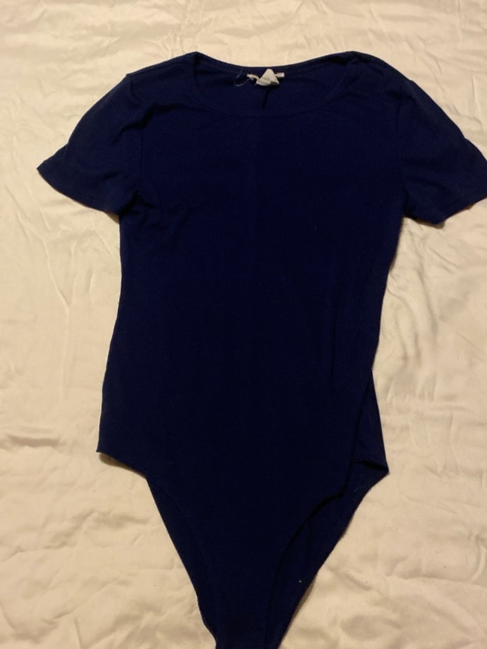 Forever 21 Navy Short Sleeve Scoop Neck Bodysuit